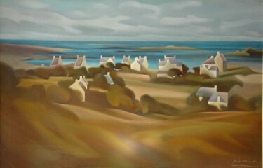 Pittura intitolato "Paysage breton" da Alain Grisel, Opera d'arte originale, Olio