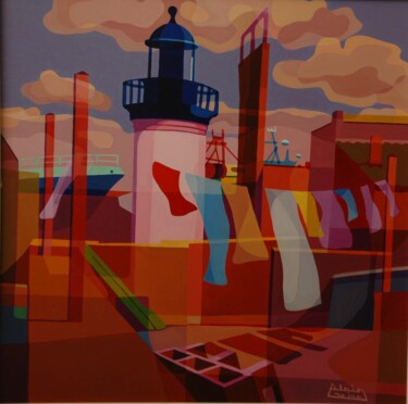Pintura intitulada "Le petit phare" por Alain Grisel, Obras de arte originais, Óleo