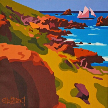 Malerei mit dem Titel "Côte bretonne" von Alain Grisel, Original-Kunstwerk, Öl
