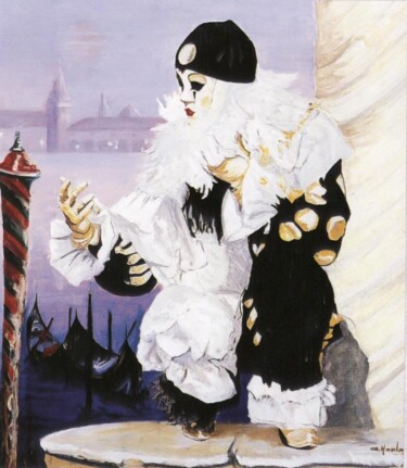 Painting titled "masques-de-venise-…" by Alain Horlaville, Original Artwork