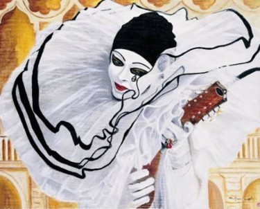 Peinture intitulée "Pierrot" par Alain Horlaville, Œuvre d'art originale, Huile