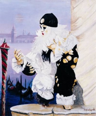 Peinture intitulée "Pierrot agenouillé" par Alain Horlaville, Œuvre d'art originale, Huile