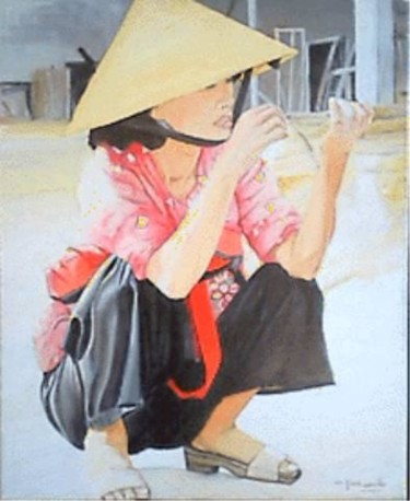Peinture intitulée "Chine:attente" par Alain Horlaville, Œuvre d'art originale, Huile