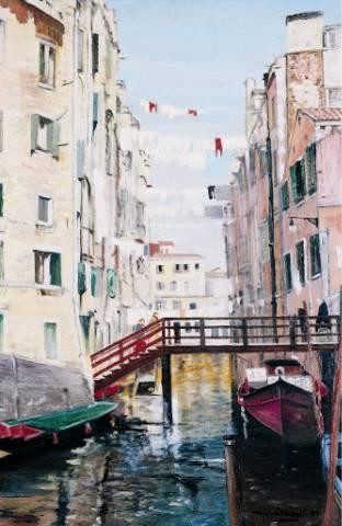 Peinture intitulée "Canal à Venise" par Alain Horlaville, Œuvre d'art originale, Huile