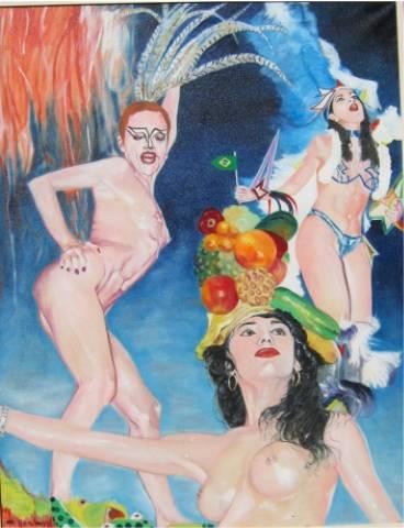 Peinture intitulée "Bresil: Carnaval" par Alain Horlaville, Œuvre d'art originale, Huile