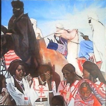 Peinture intitulée "Mauritanie: Guerrie…" par Alain Horlaville, Œuvre d'art originale, Huile