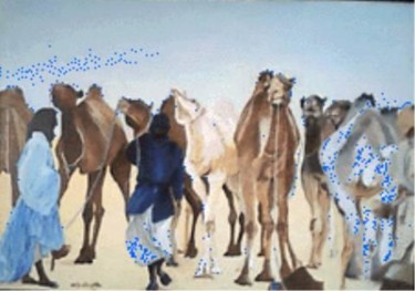 Peinture intitulée "Mauritanie: Le dépa…" par Alain Horlaville, Œuvre d'art originale, Huile