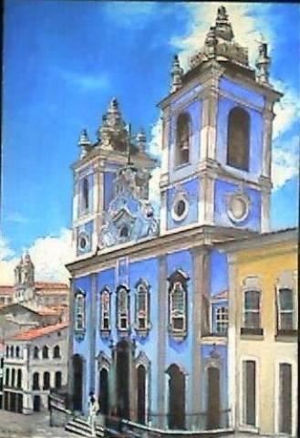 Peinture intitulée "Brésil: Eglise à Ba…" par Alain Horlaville, Œuvre d'art originale, Huile