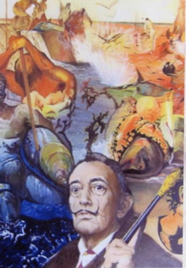 Peinture intitulée "hommage à salvador" par Alain Horlaville, Œuvre d'art originale