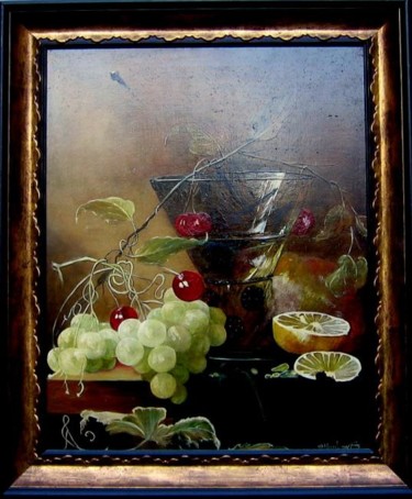 Malerei mit dem Titel "coupe et raisin" von Alain Horlaville, Original-Kunstwerk