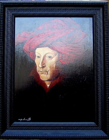 Peinture intitulée "portrait de Van Eyck" par Alain Horlaville, Œuvre d'art originale