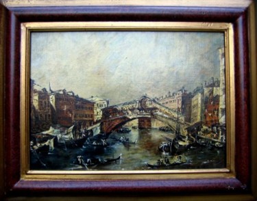 Peinture intitulée "Le pont du Rialto (…" par Alain Horlaville, Œuvre d'art originale