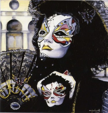 Pittura intitolato "masque noir" da Alain Horlaville, Opera d'arte originale