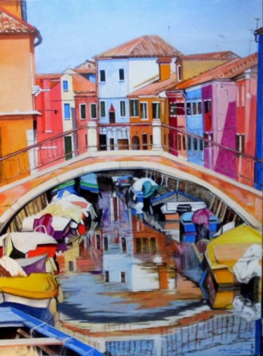 Peinture intitulée "Venise: murano" par Alain Horlaville, Œuvre d'art originale