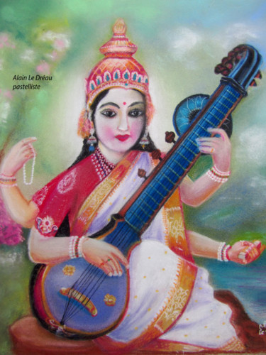 Peinture intitulée "sarasvati.jpg Pastel" par Ald, Œuvre d'art originale, Pastel