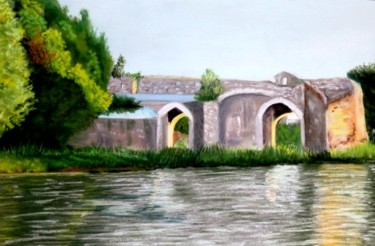 Painting titled "le-moulin-cote-loir…" by Ald, Original Artwork, Pastel