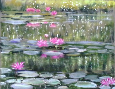 Peinture intitulée "les-lotus-pastel.jpg" par Ald, Œuvre d'art originale, Pastel