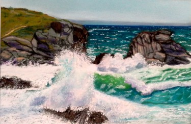 Painting titled "la-cote-a-quiberon.…" by Ald, Original Artwork, Pastel