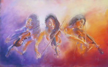 Pintura intitulada "Musique effrénée" por Alain Lorkovic, Obras de arte originais, Pastel Montado em Outro painel rígido