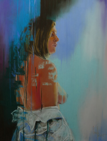 Pintura titulada "La chemise" por Alain Lorkovic, Obra de arte original, Pastel Montado en Vidrio