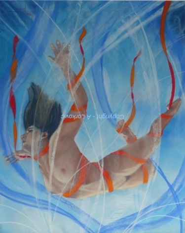 Painting titled "Le saut" by Alain Lorkovic, Original Artwork, Pastel Mounted on Other rigid panel