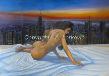 Painting titled "Le reflet" by Alain Lorkovic, Original Artwork, Pastel Mounted on Other rigid panel