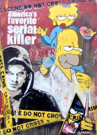 Painting titled "DEXTER" by Alain Louiset, Original Artwork, Spray paint Mounted on Other rigid panel