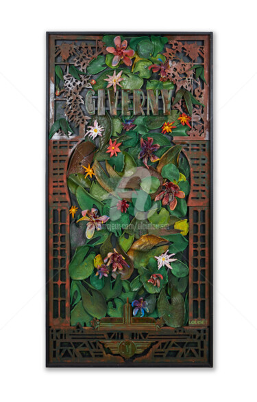 Γλυπτική με τίτλο "NYMPHEAS" από Alain Louiset, Αυθεντικά έργα τέχνης, Πλαστική ύλη Τοποθετήθηκε στο Ξύλινο πάνελ