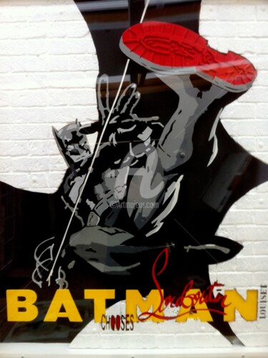 Sculpture titled "Batman Louboutin" by Alain Louiset, Original Artwork