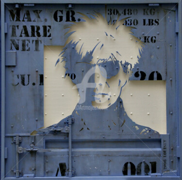 Sculptuur getiteld "Andy Warhol" door Alain Louiset, Origineel Kunstwerk