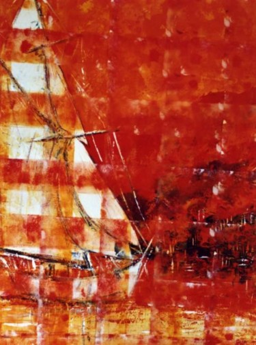 Peinture intitulée "Voile rouge" par Alain Moreau, Œuvre d'art originale, Acrylique