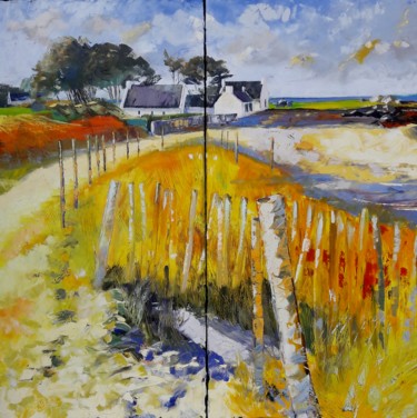 Painting titled "dunes en Finistère" by Alain Muller, Original Artwork, Oil