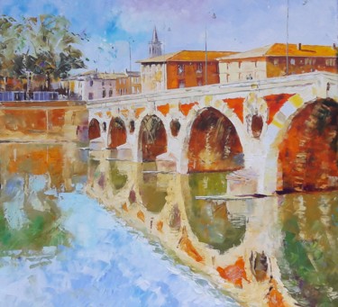 Painting titled "pont-neuf" by Alain Muller, Original Artwork, Oil