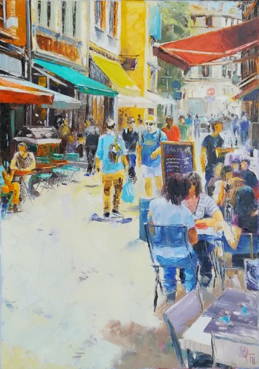 Painting titled "les-copines." by Alain Muller, Original Artwork, Oil