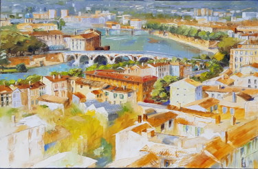 Malerei mit dem Titel ""haut" Toulouse N°8" von Alain Muller, Original-Kunstwerk, Öl