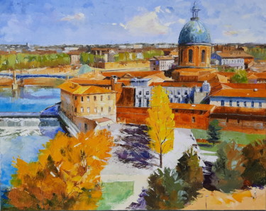 Painting titled "Haut Toulouse n°9" by Alain Muller, Original Artwork, Oil