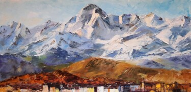 Painting titled "MONT VALIER" by Alain Muller, Original Artwork, Oil Mounted on Wood Panel