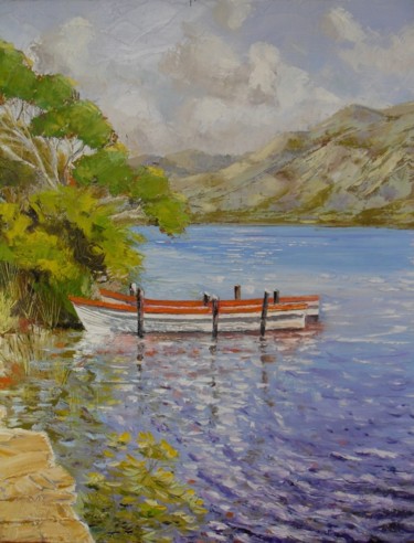 Peinture intitulée "deux barques au Con…" par Alain Muller, Œuvre d'art originale