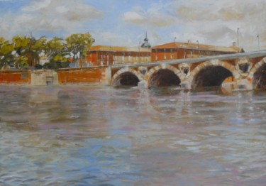 Schilderij getiteld "Garonne 4" door Alain Muller, Origineel Kunstwerk