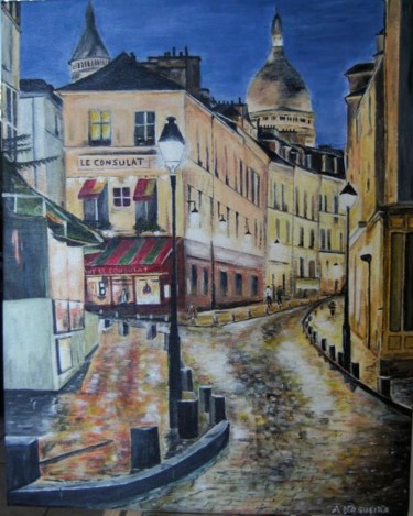 Painting titled "Montmartre "le cons…" by Alain Nogueira, Original Artwork, Acrylic