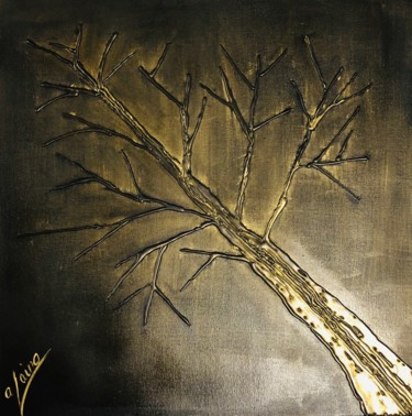 Painting titled "Black and Tree" by Alain Olivieri, Original Artwork, Acrylic Mounted on Wood Stretcher frame