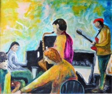 Painting titled "jazz club  #artists…" by Alain Quillon, Original Artwork, Acrylic