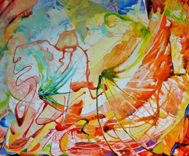 Pintura intitulada "abstraction calligr…" por Alain Quillon, Obras de arte originais, Acrílico