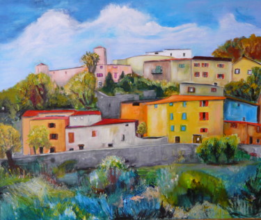 Pintura intitulada "Villages de France…" por Alain Quillon, Obras de arte originais, Acrílico