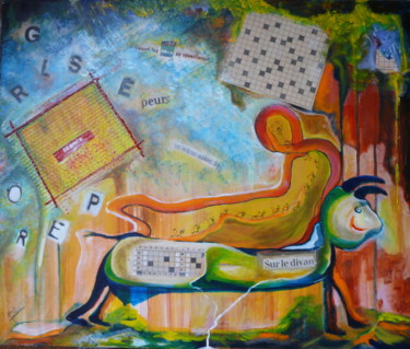 Malerei mit dem Titel "Chez le psy" von Alain Quillon, Original-Kunstwerk, Acryl