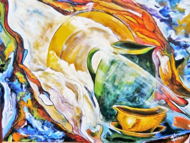 Painting titled "nature morte et ara…" by Alain Quillon, Original Artwork, Acrylic