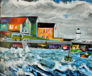 Peinture intitulée "tempête / Bretagne" par Alain Quillon, Œuvre d'art originale, Acrylique