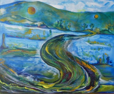 Pintura titulada "la route" por Alain Quillon, Obra de arte original, Acrílico