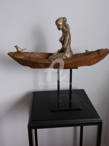 Escultura titulada "Sur le fleuve" por Alain Ravaut, Obra de arte original, Bronce
