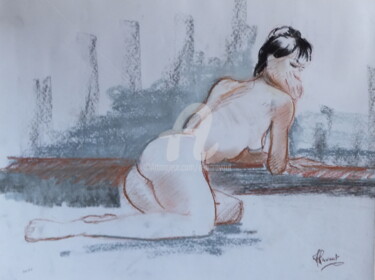 Drawing titled "Hélène 007" by Alain Ravaut, Original Artwork, Pastel